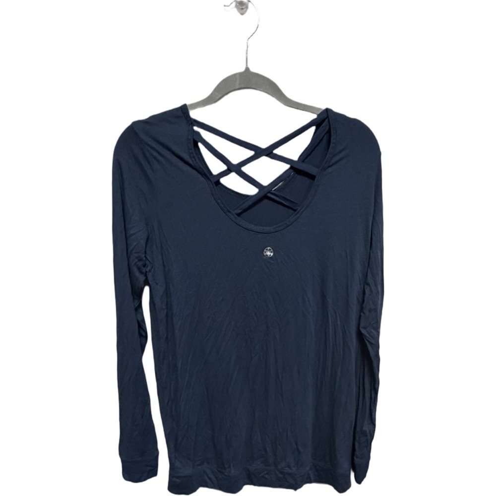 Gaiam Women's Navy Criss Cross Back Long Sleeve Yoga Top XS Soft Stretch - Picture 4 of 7